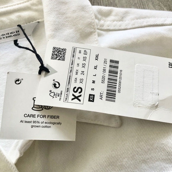 Zara, White, Denim, Dress, Size XS, Snap Up, Long Sleeve, New With Tags - Picture 13 of 16